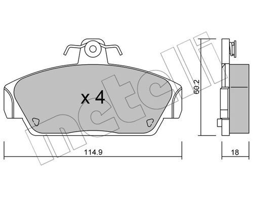 METELLI Комплект тормозных колодок, дисковый тормоз 22-0121-0