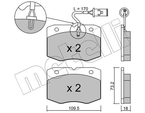 METELLI Комплект тормозных колодок, дисковый тормоз 22-0139-0