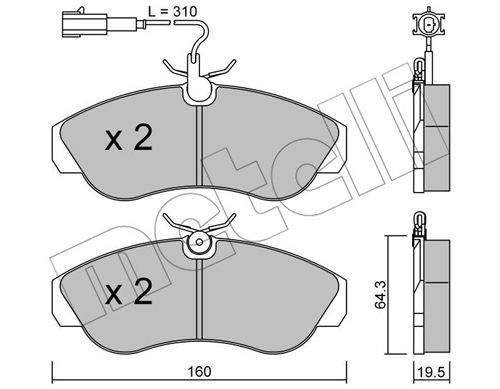 METELLI Комплект тормозных колодок, дисковый тормоз 22-0155-1