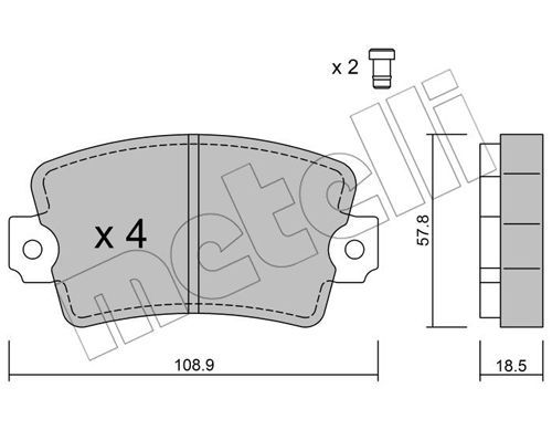 METELLI Комплект тормозных колодок, дисковый тормоз 22-0186-0
