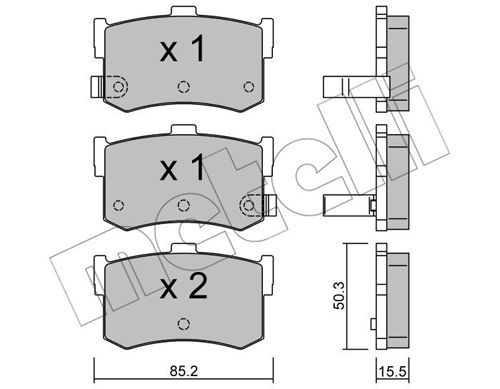 METELLI Комплект тормозных колодок, дисковый тормоз 22-0187-0