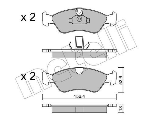 METELLI Комплект тормозных колодок, дисковый тормоз 22-0208-0