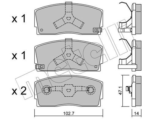 METELLI Piduriklotsi komplekt,ketaspidur 22-0240-0