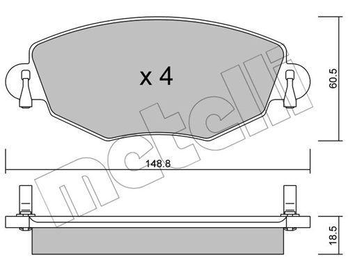METELLI Комплект тормозных колодок, дисковый тормоз 22-0318-0