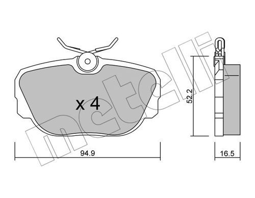 METELLI Комплект тормозных колодок, дисковый тормоз 22-0351-0