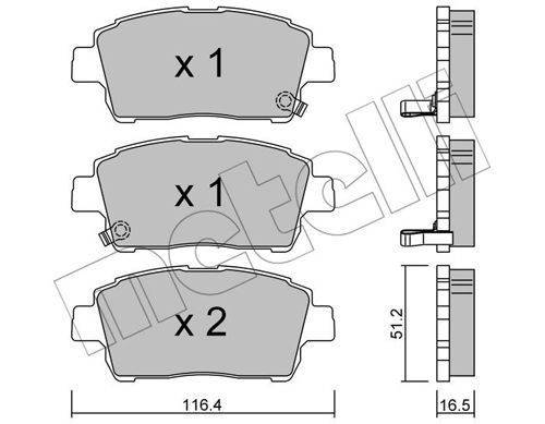 METELLI Комплект тормозных колодок, дисковый тормоз 22-0423-0