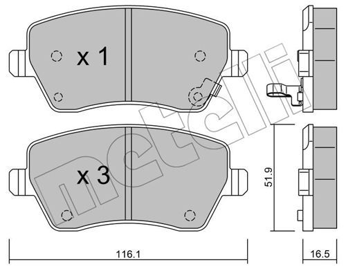 METELLI Комплект тормозных колодок, дисковый тормоз 22-0485-1