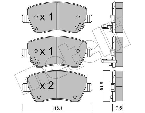METELLI Комплект тормозных колодок, дисковый тормоз 22-0485-2