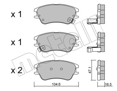 METELLI Комплект тормозных колодок, дисковый тормоз 22-0502-0