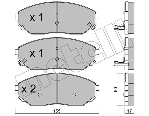 METELLI Комплект тормозных колодок, дисковый тормоз 22-0515-0