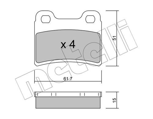METELLI Комплект тормозных колодок, дисковый тормоз 22-0535-0