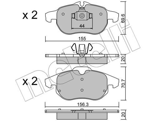 METELLI Комплект тормозных колодок, дисковый тормоз 22-0540-0