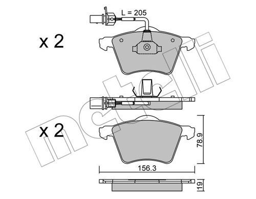 METELLI Комплект тормозных колодок, дисковый тормоз 22-0550-1