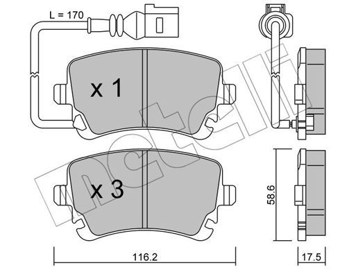 METELLI Комплект тормозных колодок, дисковый тормоз 22-0554-0
