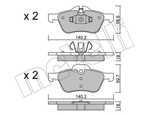 METELLI Комплект тормозных колодок, дисковый тормоз 22-0555-0
