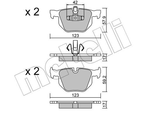 METELLI Комплект тормозных колодок, дисковый тормоз 22-0643-0