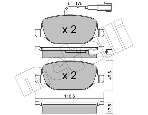 METELLI Комплект тормозных колодок, дисковый тормоз 22-0704-1