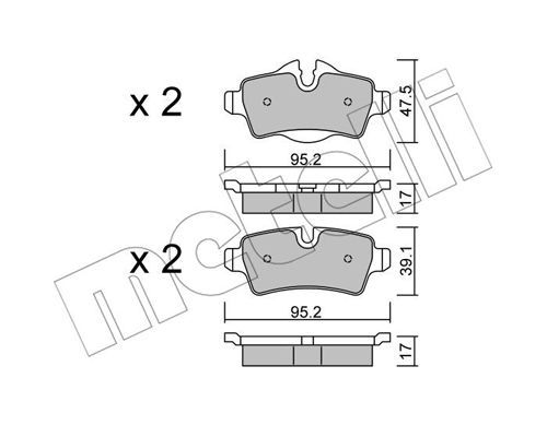 METELLI Комплект тормозных колодок, дисковый тормоз 22-0769-0