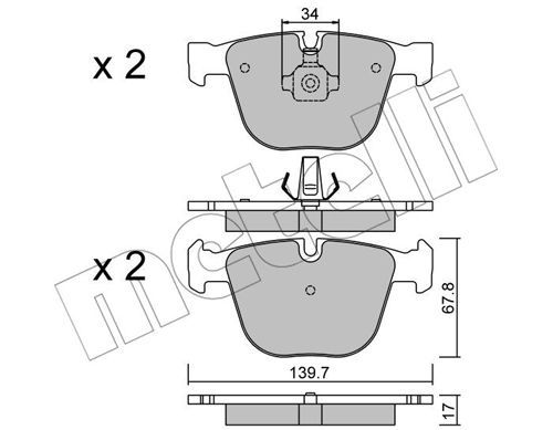 METELLI Комплект тормозных колодок, дисковый тормоз 22-0773-0