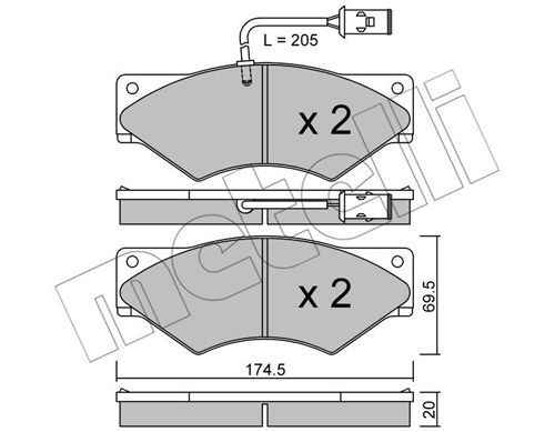METELLI Комплект тормозных колодок, дисковый тормоз 22-0849-0
