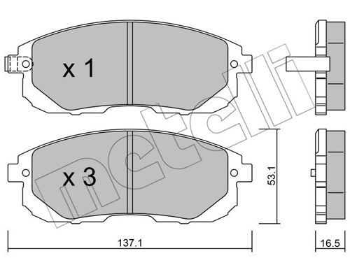 METELLI Комплект тормозных колодок, дисковый тормоз 22-0876-0