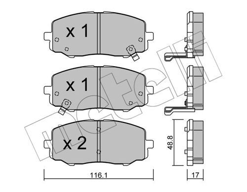 METELLI Комплект тормозных колодок, дисковый тормоз 22-0912-0