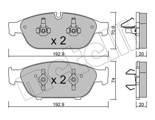 METELLI Piduriklotsi komplekt,ketaspidur 22-0953-0