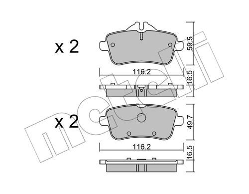 METELLI Комплект тормозных колодок, дисковый тормоз 22-0968-3