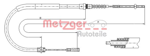 METZGER Тросик, cтояночный тормоз 11.6025