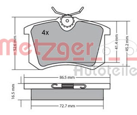 METZGER Комплект тормозных колодок, дисковый тормоз 1170039