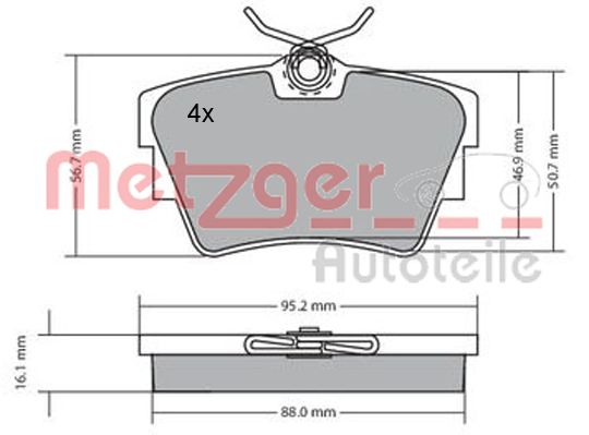 METZGER Комплект тормозных колодок, дисковый тормоз 1170067