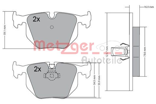 METZGER Комплект тормозных колодок, дисковый тормоз 1170121