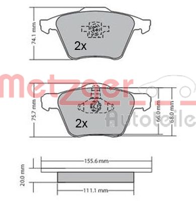 METZGER Комплект тормозных колодок, дисковый тормоз 1170130