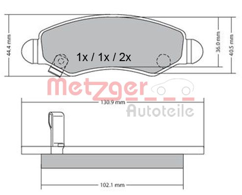 METZGER Комплект тормозных колодок, дисковый тормоз 1170295