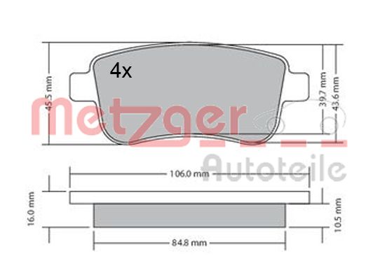 METZGER Комплект тормозных колодок, дисковый тормоз 1170300