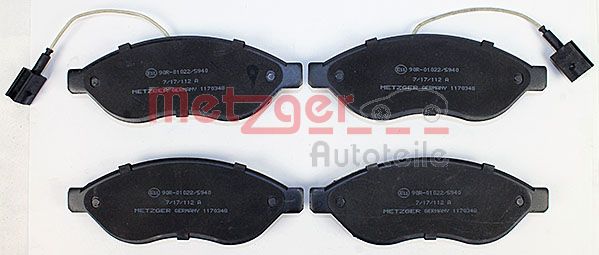 METZGER Комплект тормозных колодок, дисковый тормоз 1170348