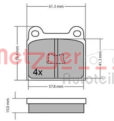 METZGER Комплект тормозных колодок, дисковый тормоз 1170472