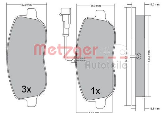 METZGER Комплект тормозных колодок, дисковый тормоз 1170683