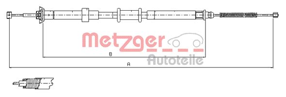 METZGER Тросик, cтояночный тормоз 12.0702