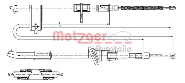 METZGER Тросик, cтояночный тормоз 17.2519