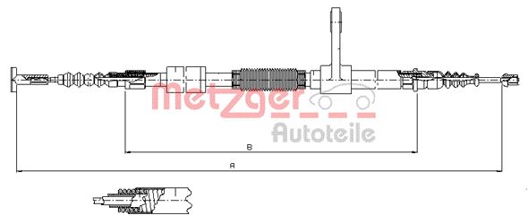 METZGER Тросик, cтояночный тормоз 251.34