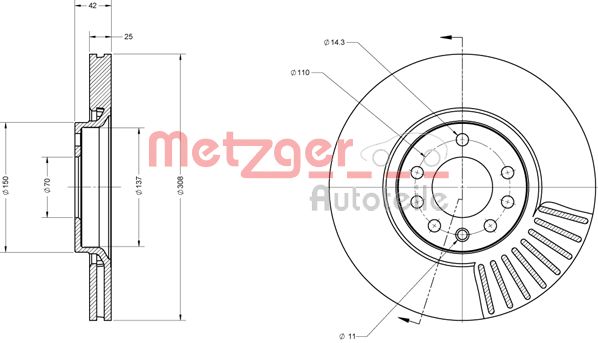 METZGER Тормозной диск 6110103
