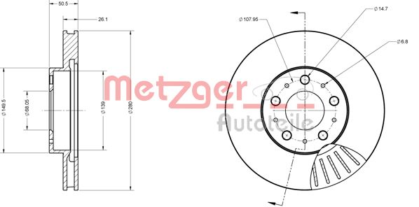 METZGER Тормозной диск 6110253