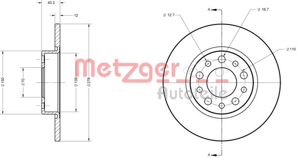 METZGER Тормозной диск 6110413