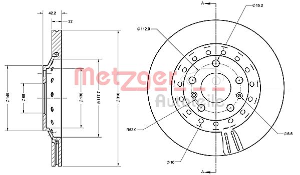 METZGER Тормозной диск 6110588