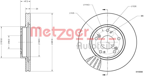 METZGER Тормозной диск 6110599