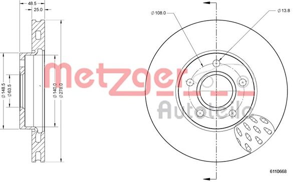 METZGER Тормозной диск 6110668