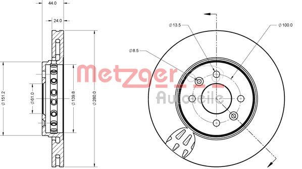 METZGER Тормозной диск 6110729