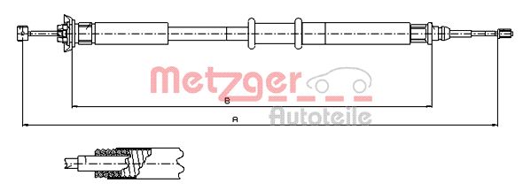 METZGER Тросик, cтояночный тормоз 631.20