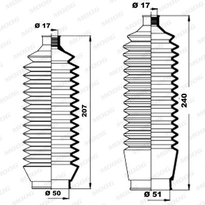 MOOG Kaitsekummikomplekt,rooliseade K150156